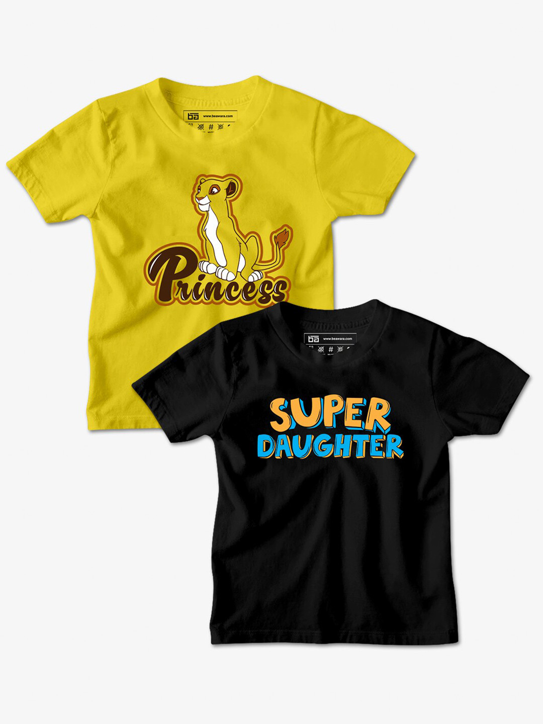 

BE AWARA Kids Pack Of 2 Typography Printed T-shirt, Na