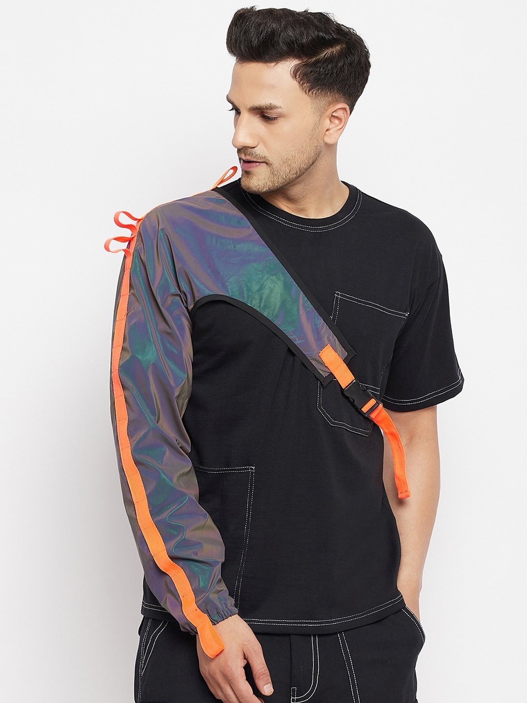 

FUGAZEE Men Multicoloured Colourblocked Lightweight Bomber with Patchwork Jacket, Multi