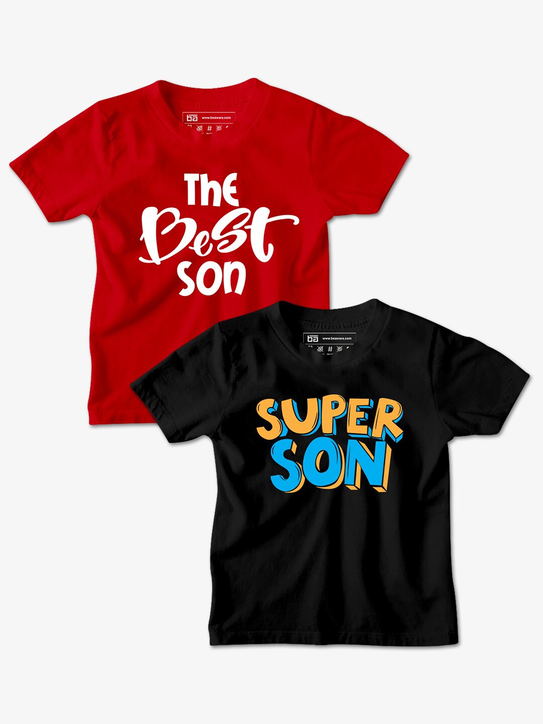 

BE AWARA Kids Red & Black Pack of 2 Printed T-shirt