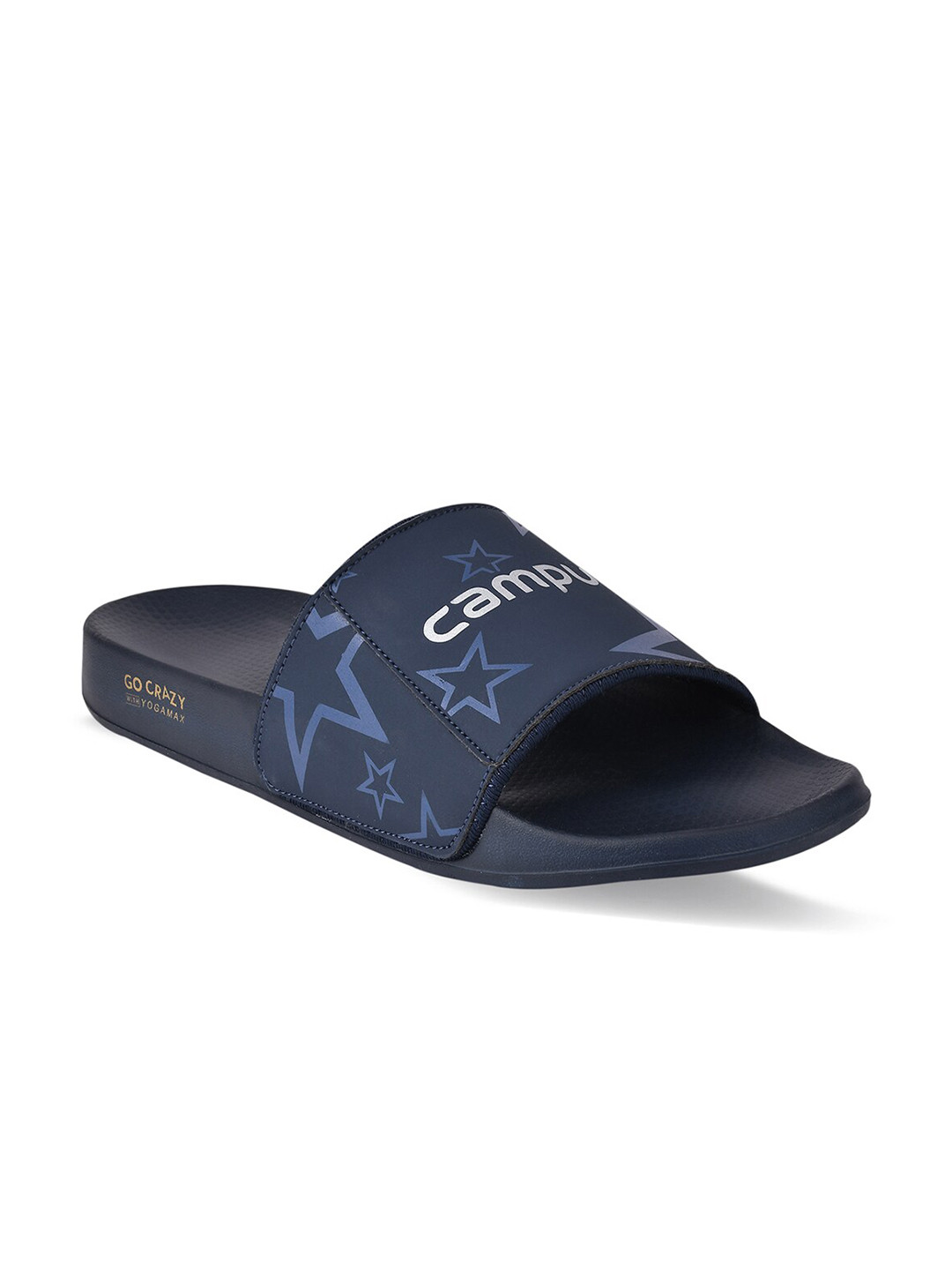 

Campus Men Navy Blue & Black Printed Rubber Sliders