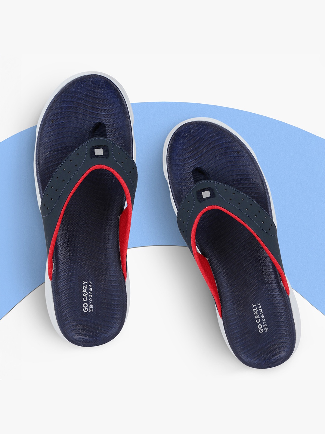 

Campus Men Navy Blue & Red Rubber Thong Flip-Flops