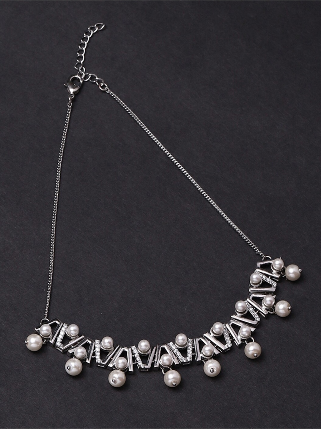 

Voylla Silver-Toned & White Brass Rhodium-Plated Necklace