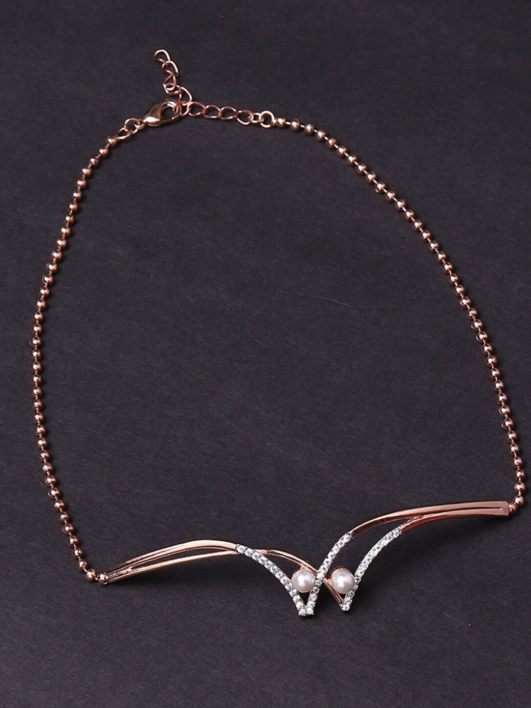 

Voylla Rose Gold & White Brass Rose Gold-Plated Necklace