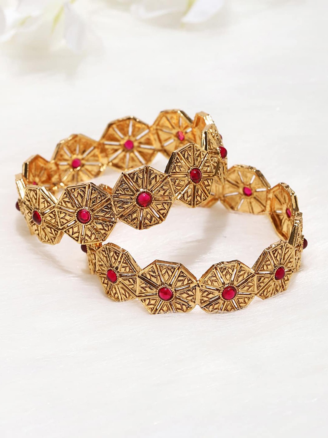 

Voylla Pack of 2 Pink Gold-Plated Bangle