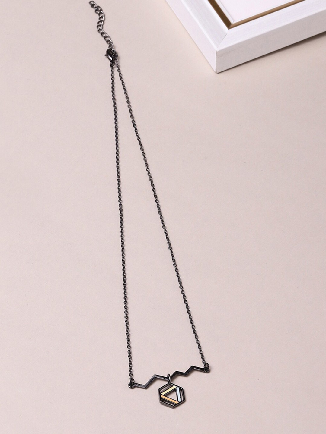 

Voylla Black & Yellow Brass Rhodium-Plated Necklace