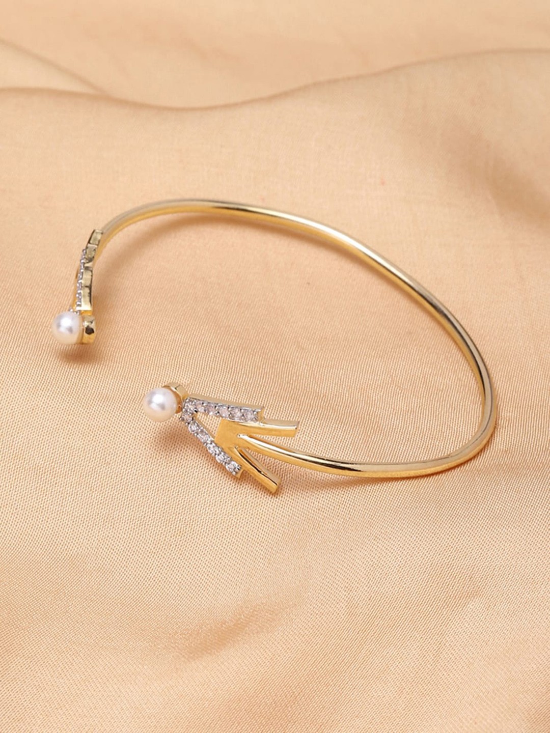 

Voylla Women White Gold-Plated Kada Bracelet