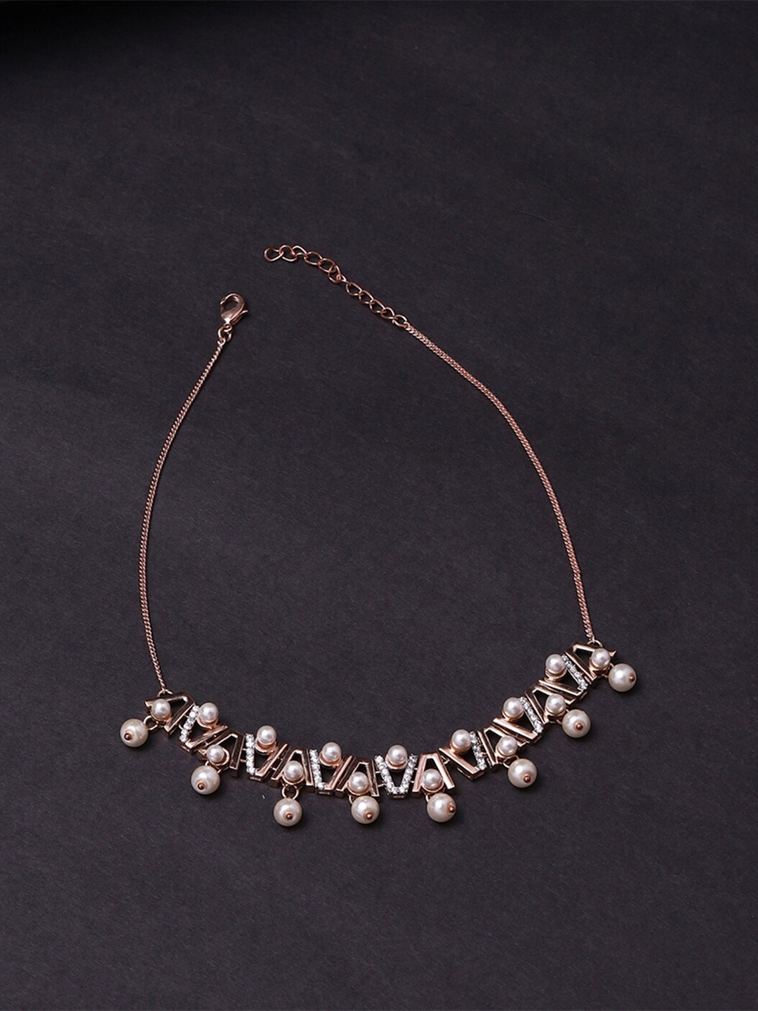 

Voylla Rose Gold & White Brass Rose Gold-Plated Necklace