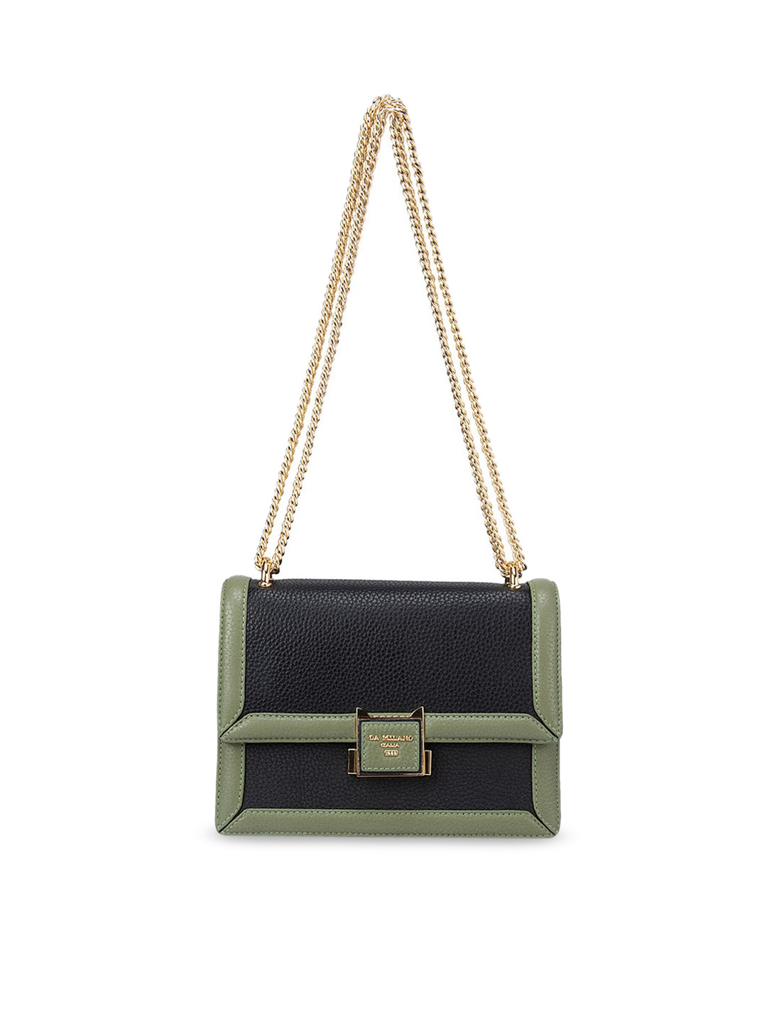

Da Milano Black Leather Structured Sling Bag with Bow Detail