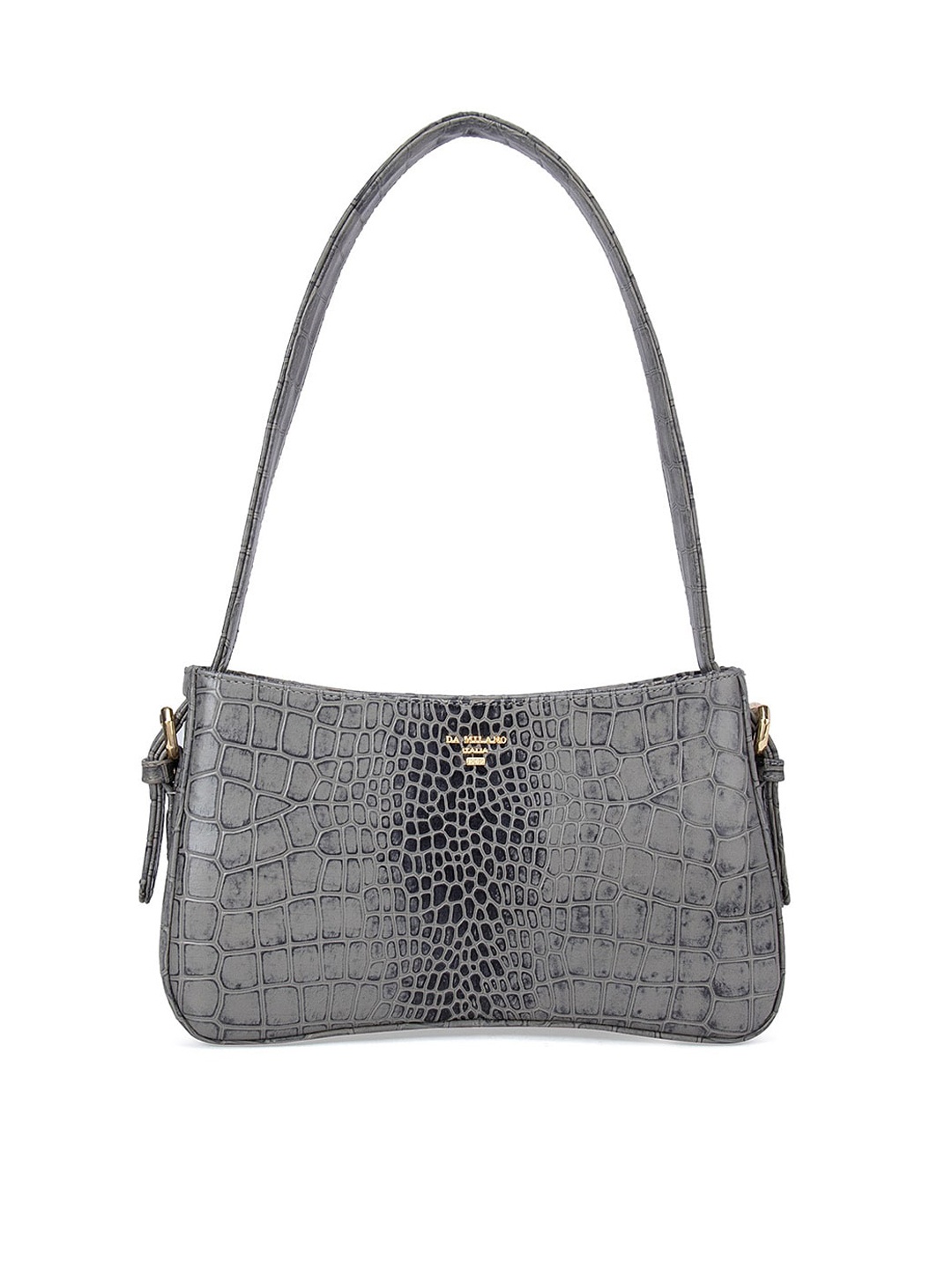 

Da Milano Grey Animal Textured Leather Structured Shoulder Bag