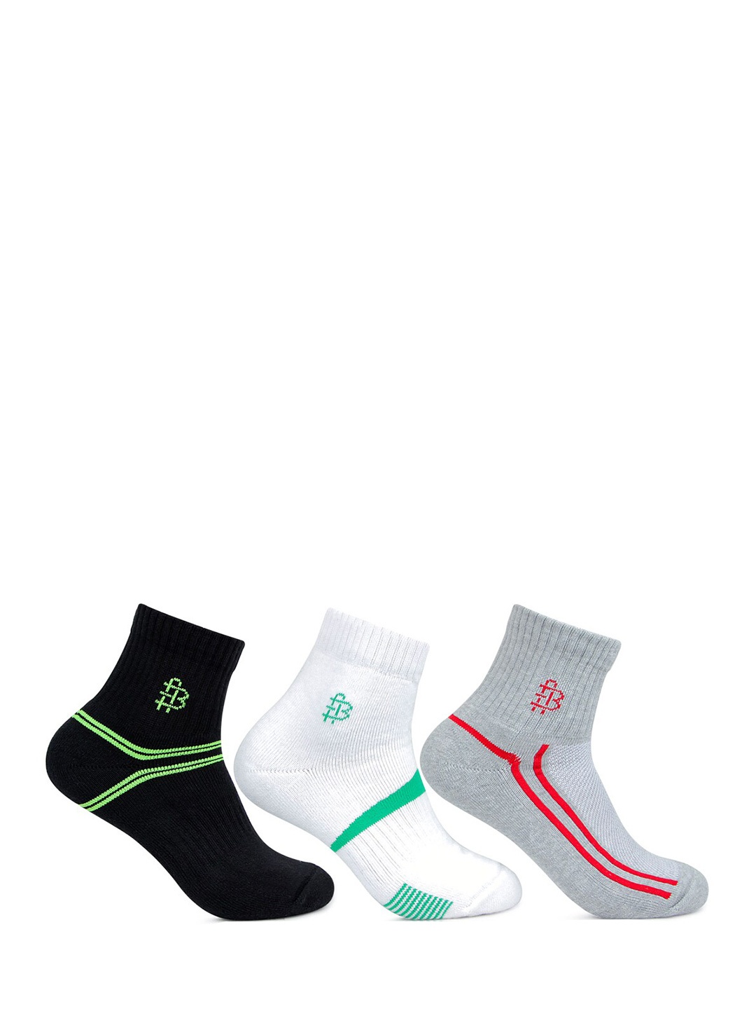 Bonjour Men Pack Of 3 Assorted Ankle-Length Socks