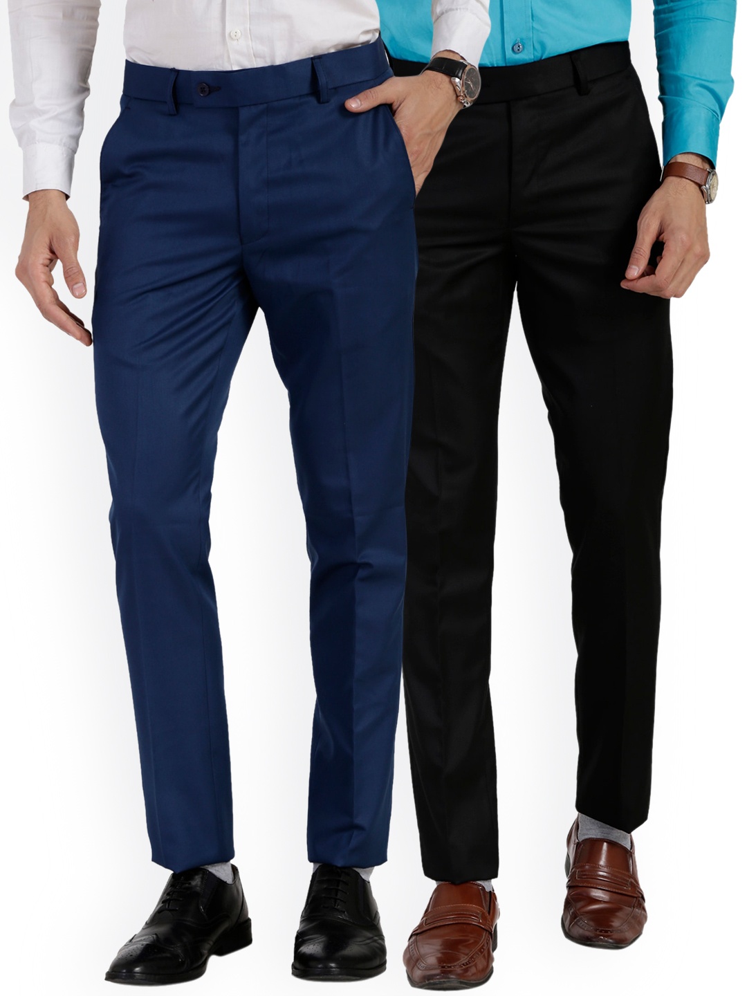 

Vandnam Fabrics Men Multicoloured Smart Slim Fit Trousers, Multi
