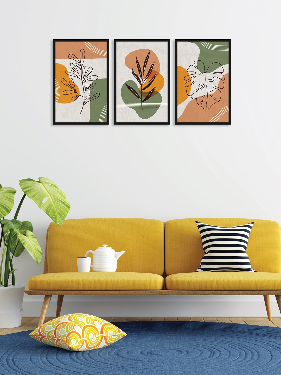 

RANDOM Set of 3 Black Various Leaves Wall Paintings
