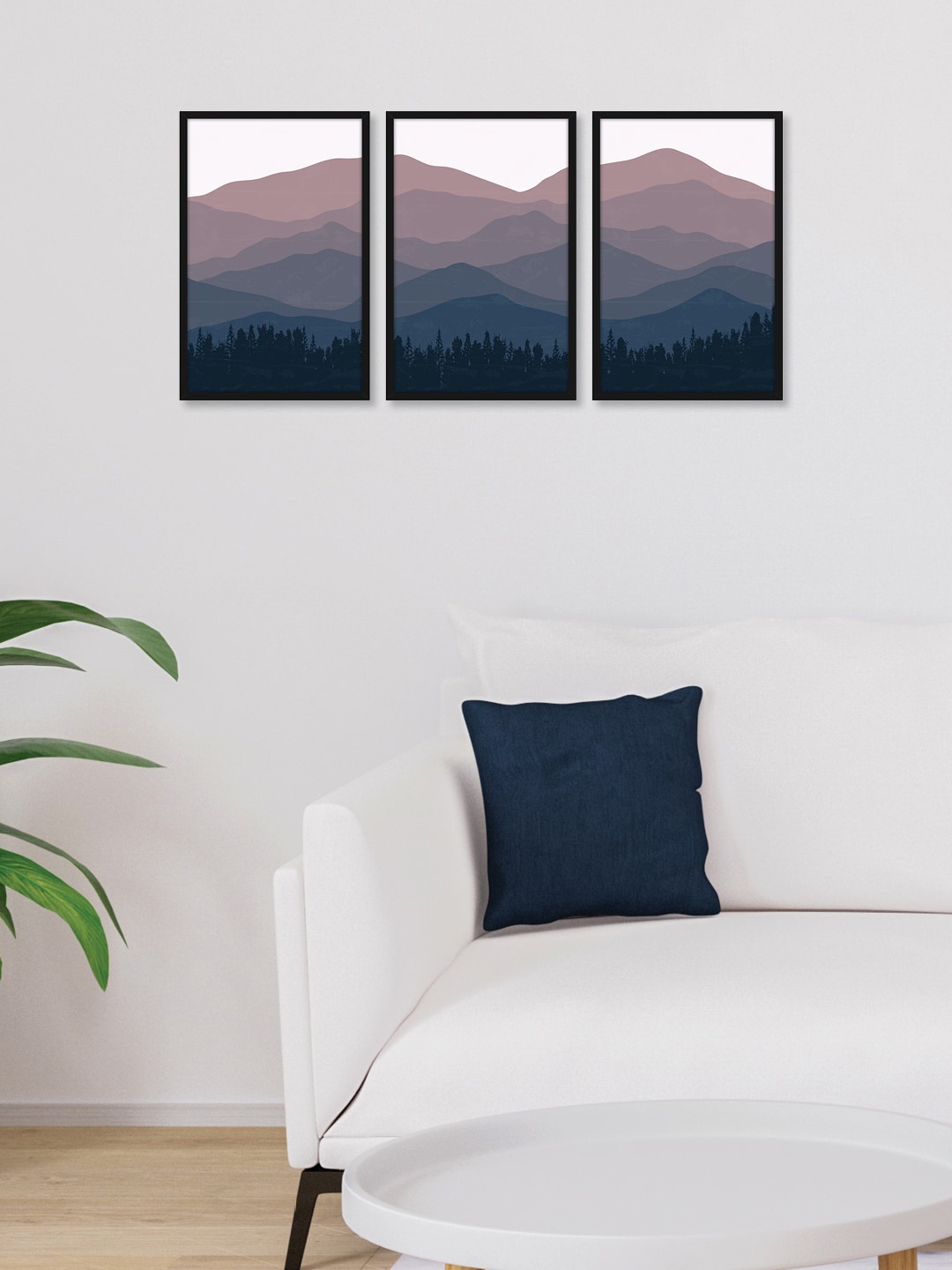 

Random Set of 3 Multicolored Mountains Wall Paintings, Multi