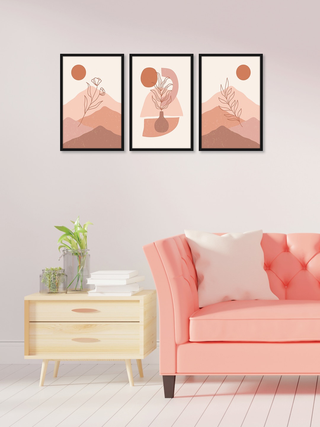 

RANDOM Set of 3 Multicoloured Leaf & Flower Wall Art, Multi