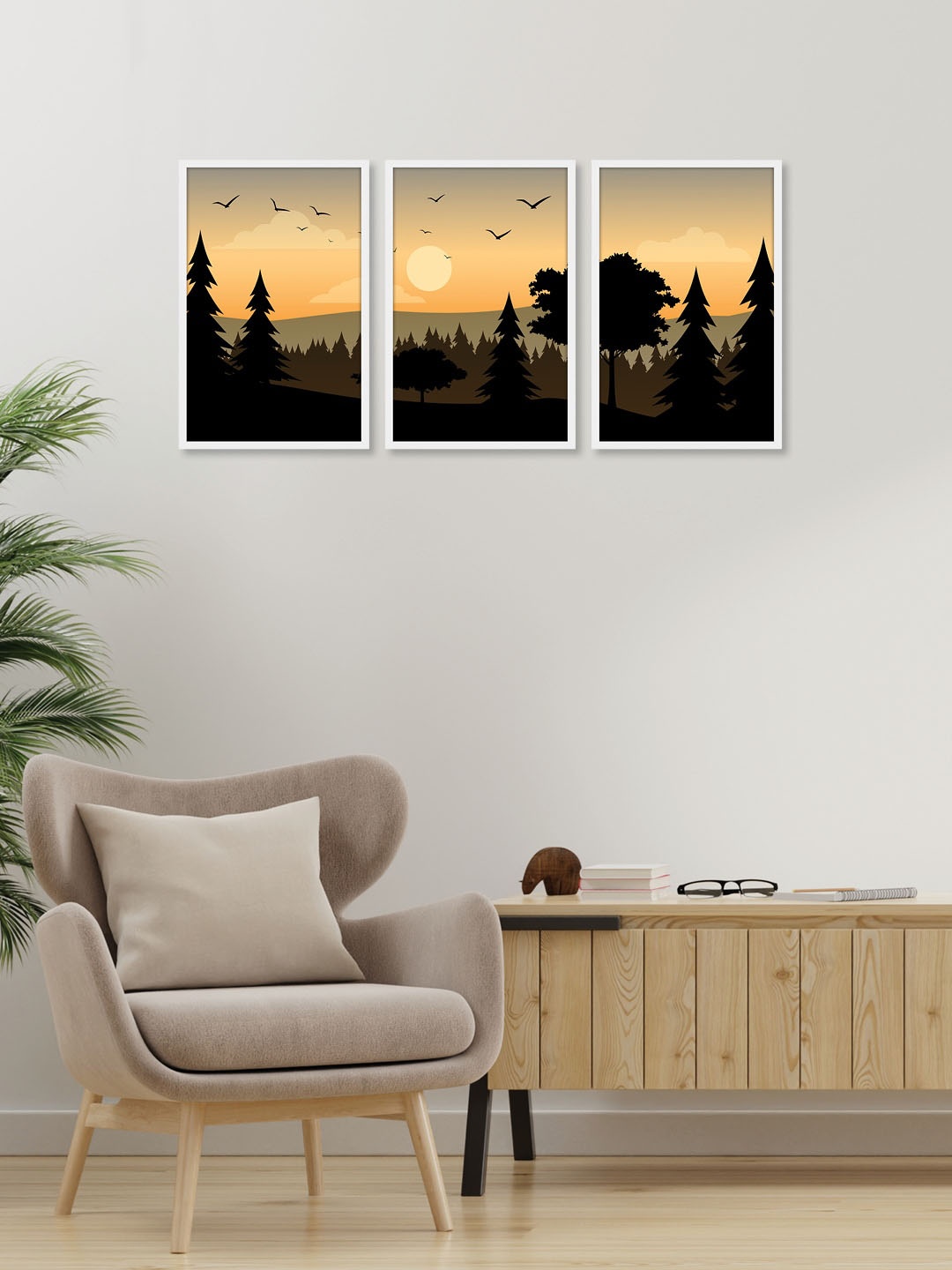 

RANDOM Set of 3 Sunrise View Wall Art, Multi