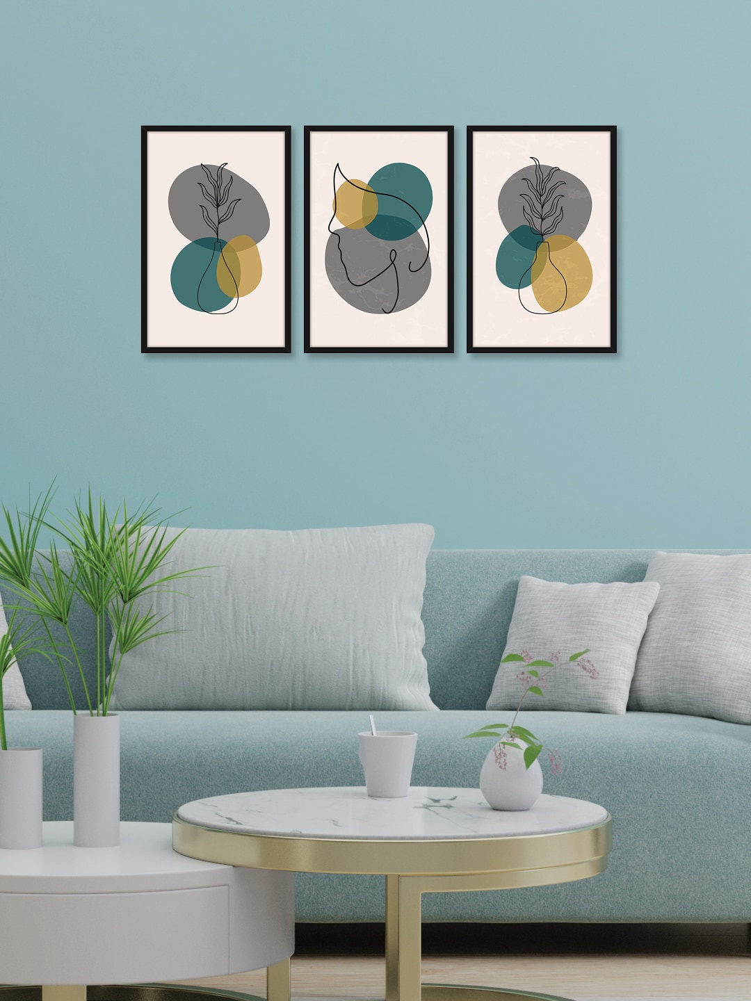 

RANDOM Black & White Set of 3 Various Shapes Wall Art