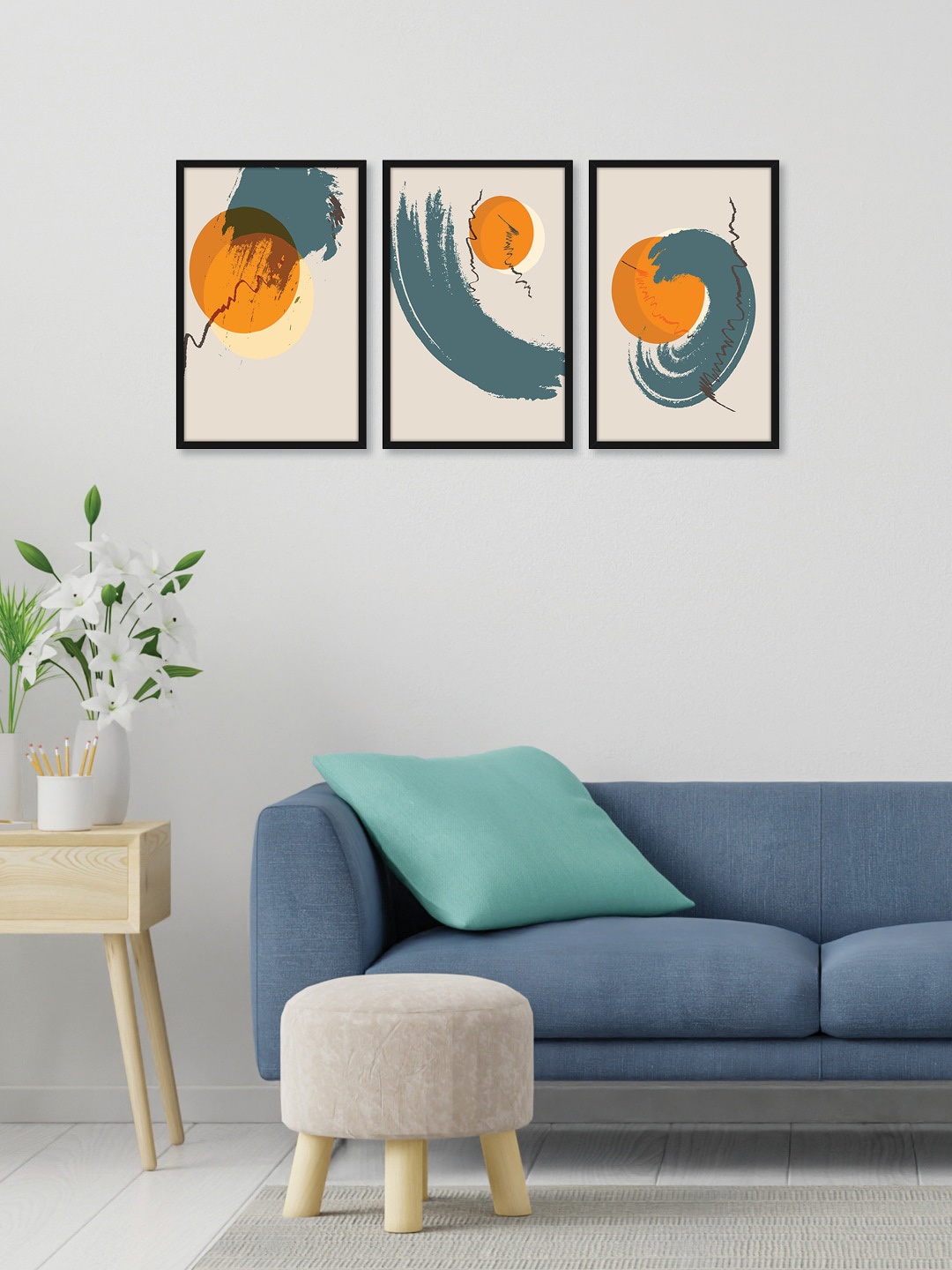 

RANDOM Set of 3 Multicoloured Abstract Print Wall Art, Multi