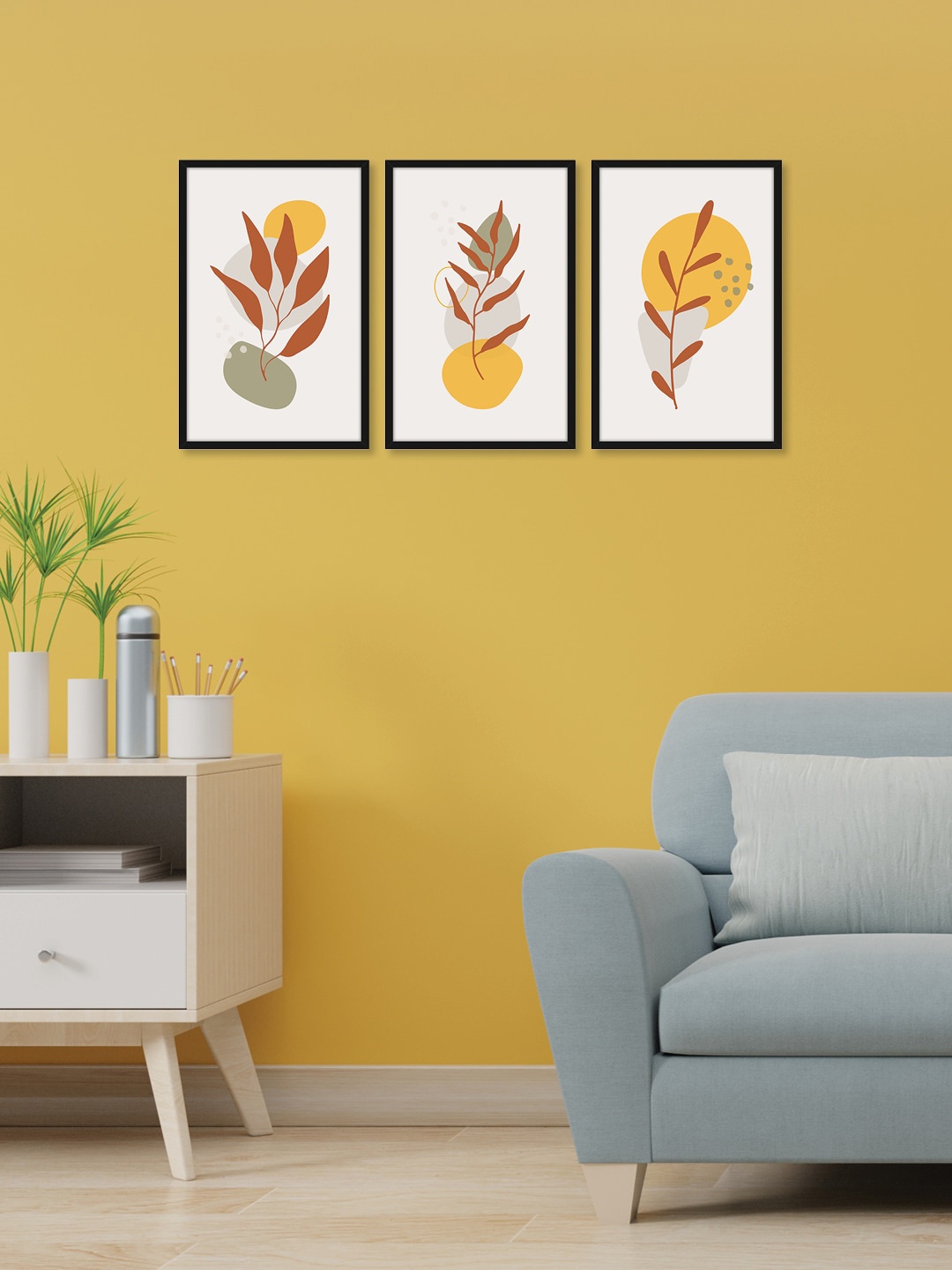 

RANDOM Set Of 3 Multicoloured Leaves Print Framed Wall Art, Multi