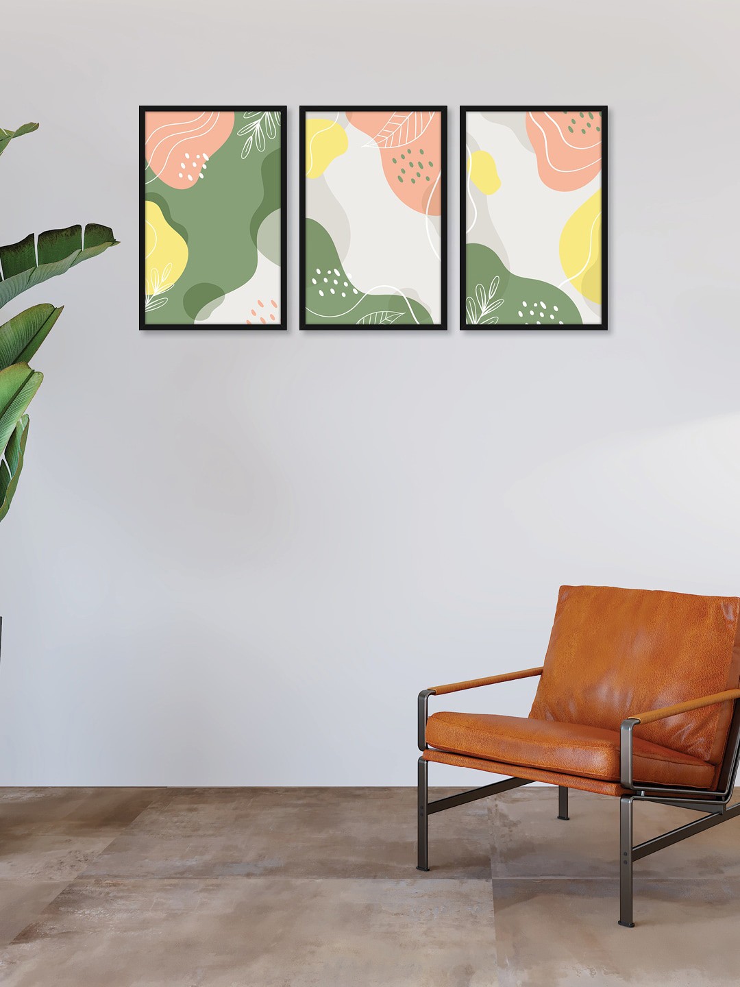 

RANDOM Set of 3 Abstract Wall Paintings, Black