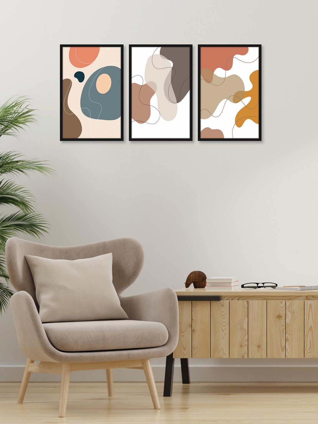 

RANDOM Set Of 3 Black & Grey Abstract Printed Wall Decor
