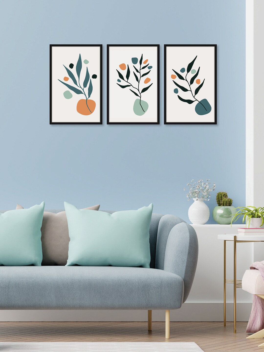 

RANDOM Set Of 3 Multicoloured Leaves Print Framed Wall Art, Multi