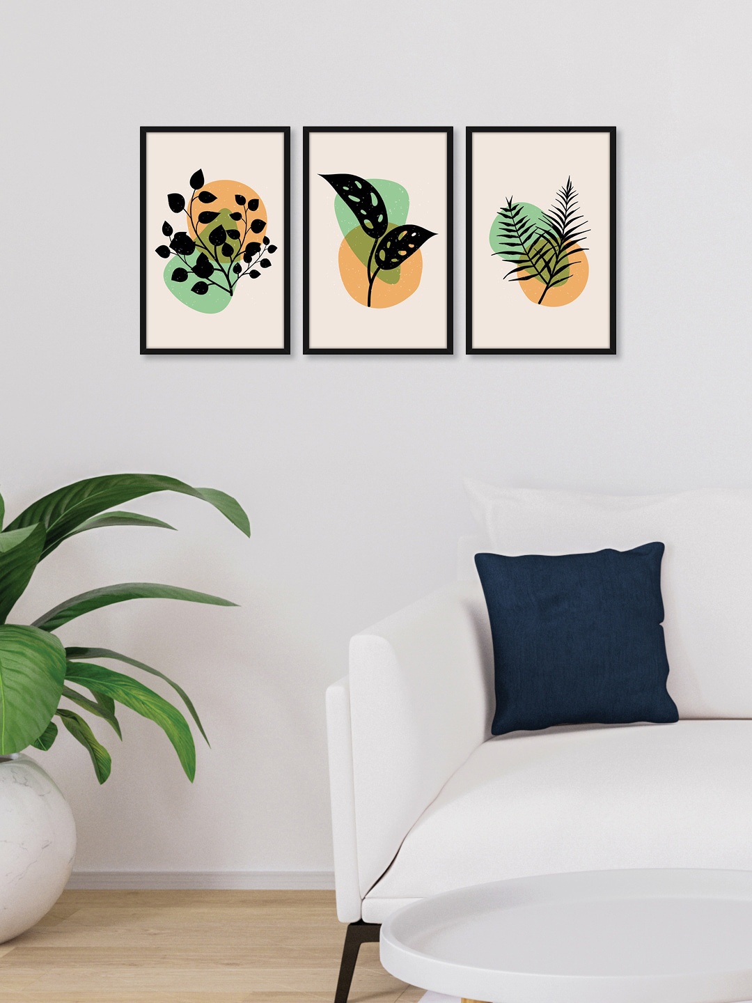 

RANDOM Set of 3 Multicoloured Botanical Leaves Print Wall Art, Multi