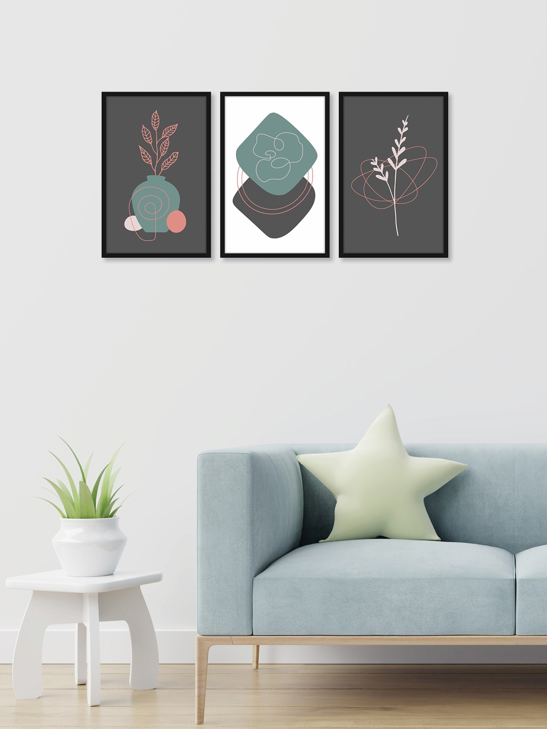 

RANDOM Set Of 3 Multicoloured Leaves Print Framed Wall Art, Multi