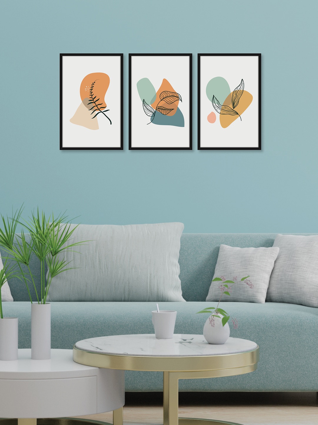

RANDOM Black & White Set of 3 Various Leaves Wall Art