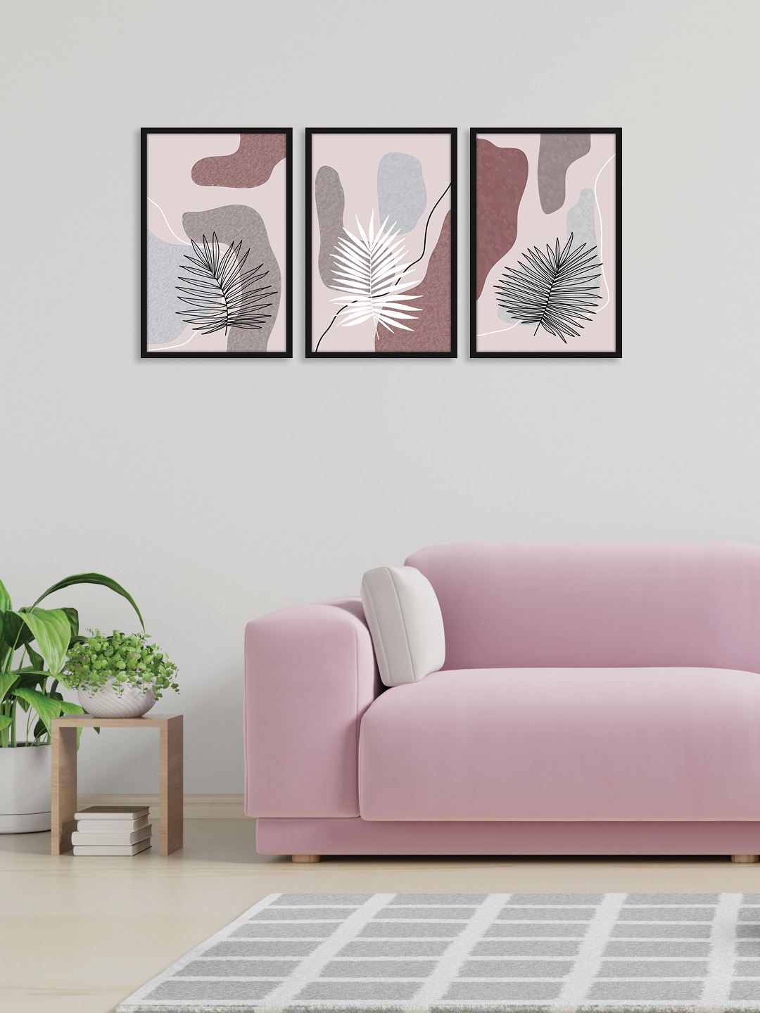 

RANDOM Set of 3 Multicoloured Botanical Leaves Wall Art, Multi