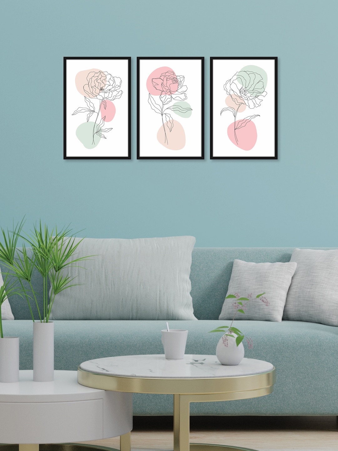 

RANDOM Set of 3 Beautiful Rose Wall Paintings, Black