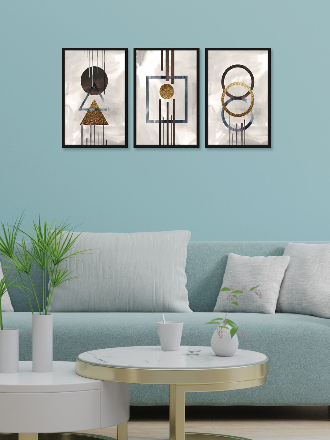 

RANDOM Black & White Set of 3 Geometric Shapes Wall Art