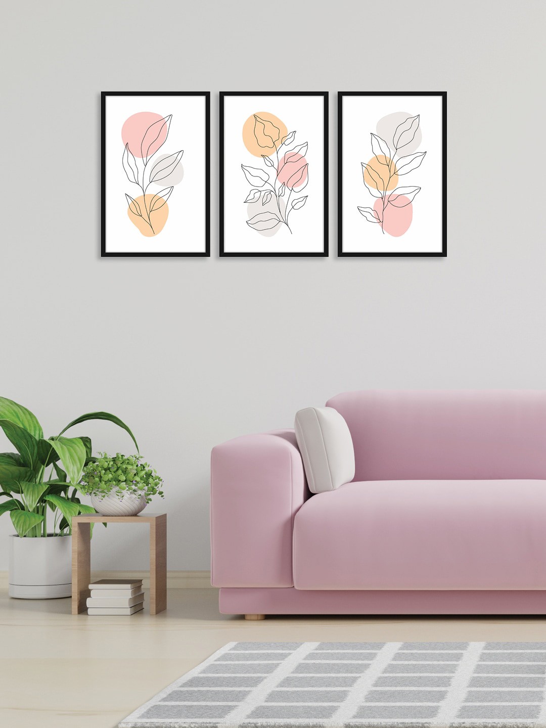

RANDOM Set of 3 Various Leaves Wall Art, Peach