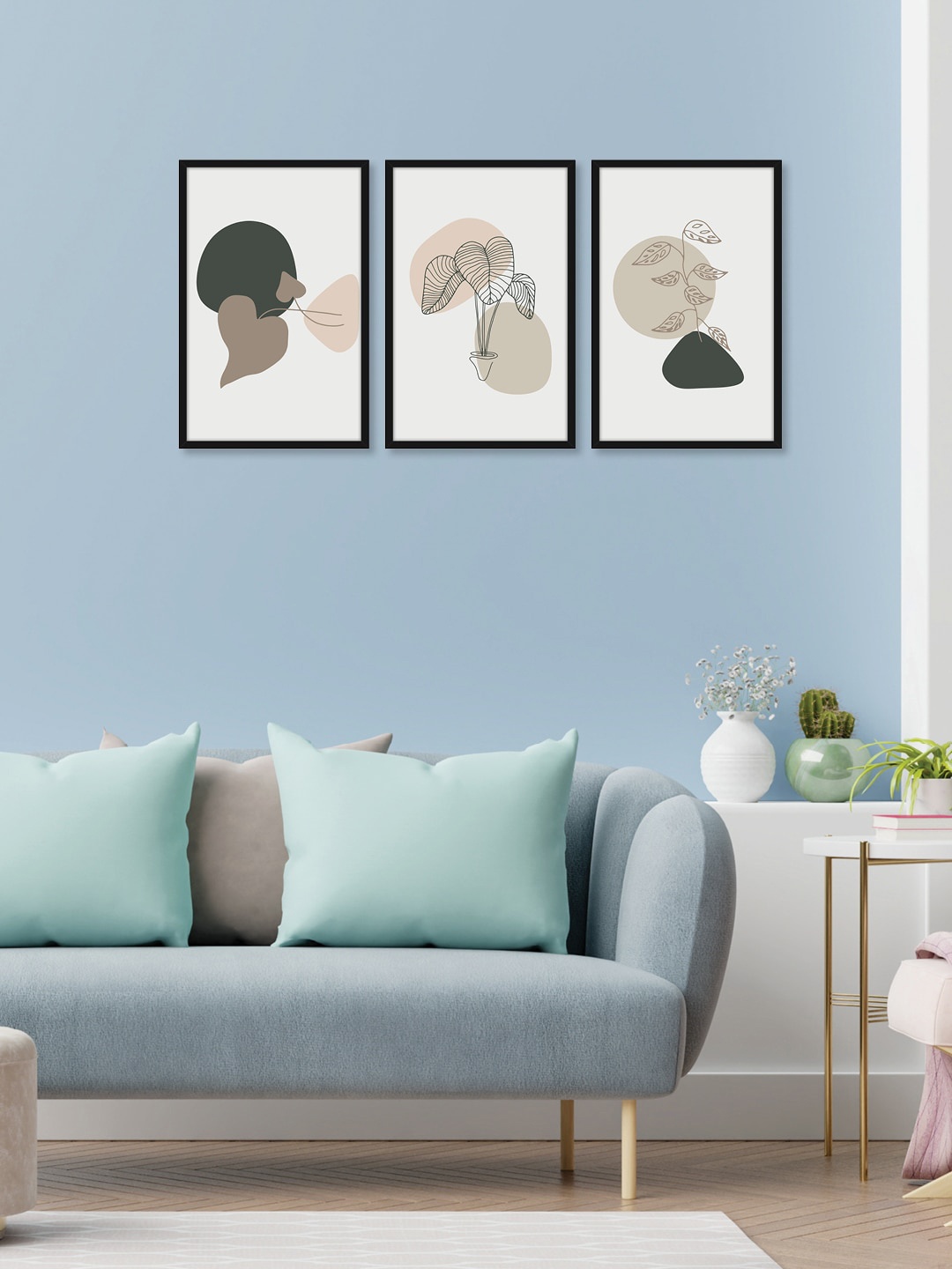 

RANDOM Set of 3 Multicoloured Leaves Print Wall Art, Multi