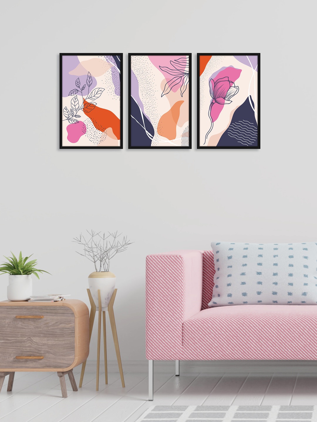 

RANDOM Set of 3 Flower & Leaves Wall Art, Multi