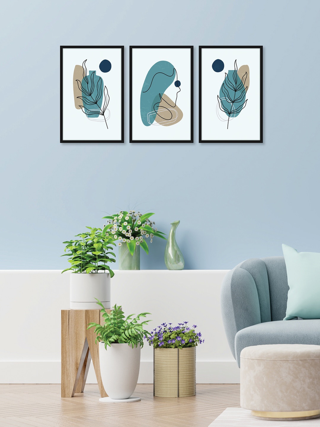 

RANDOM Set of 3 Various Shapes Wall Paintings, Black