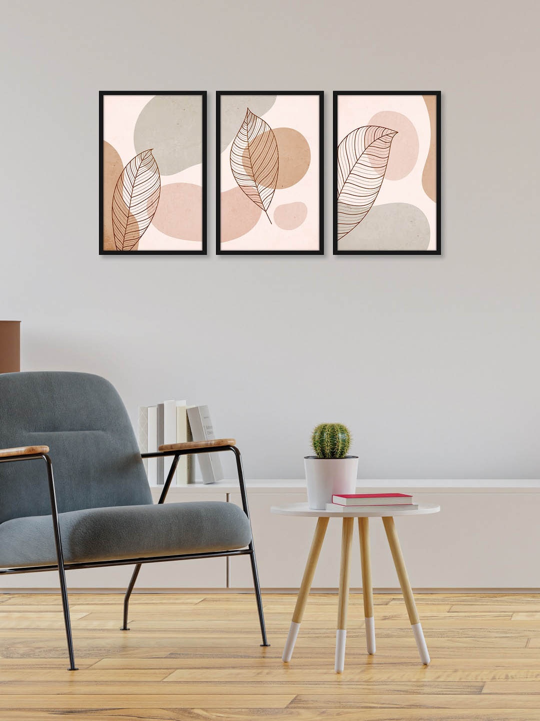 

RANDOM Set Of 3 Multicoloured Leaves Print Framed Wall Art, Multi