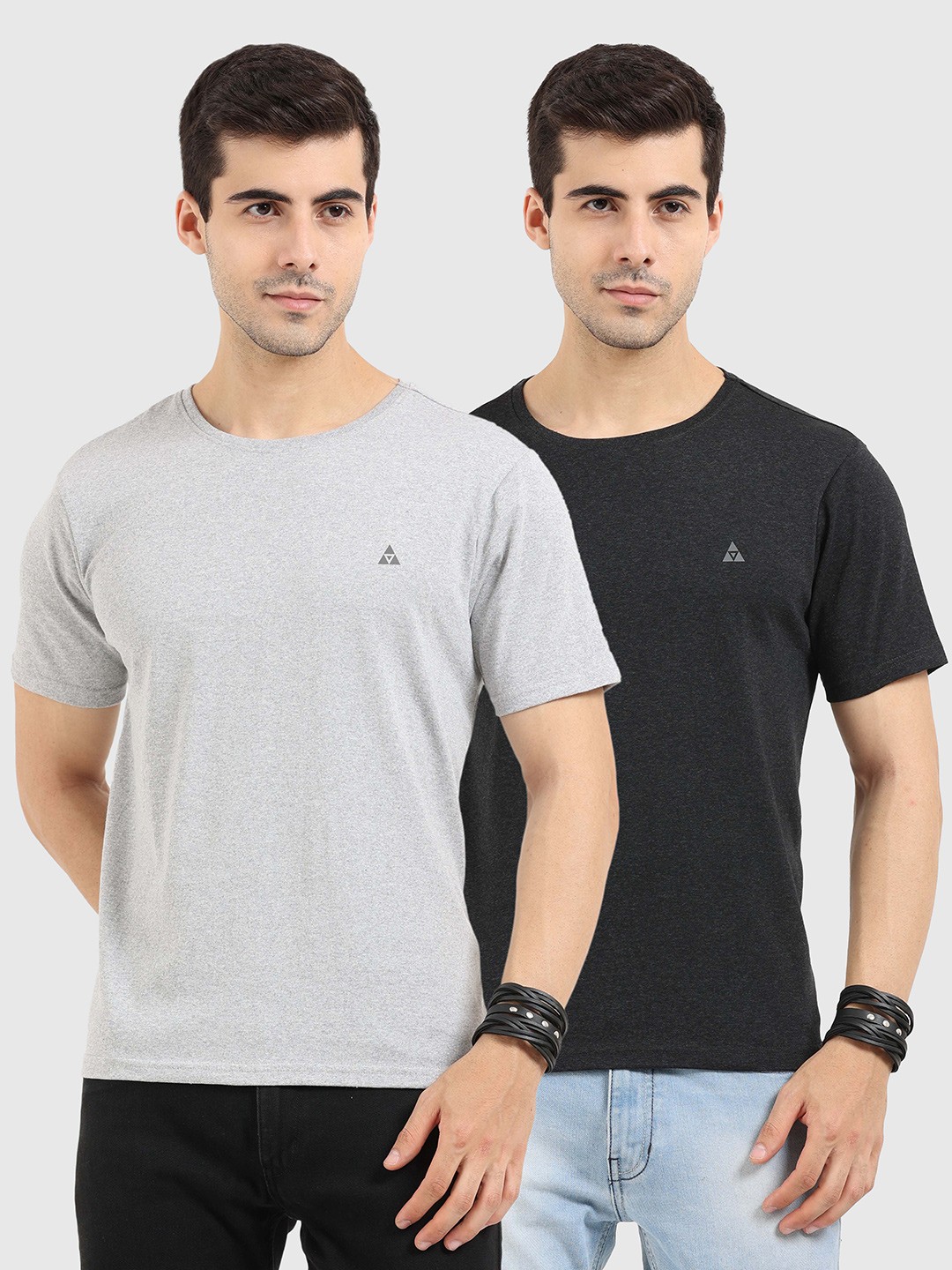 

ARDEUR Men Charcoal & Grey Pack of 2 T-shirt