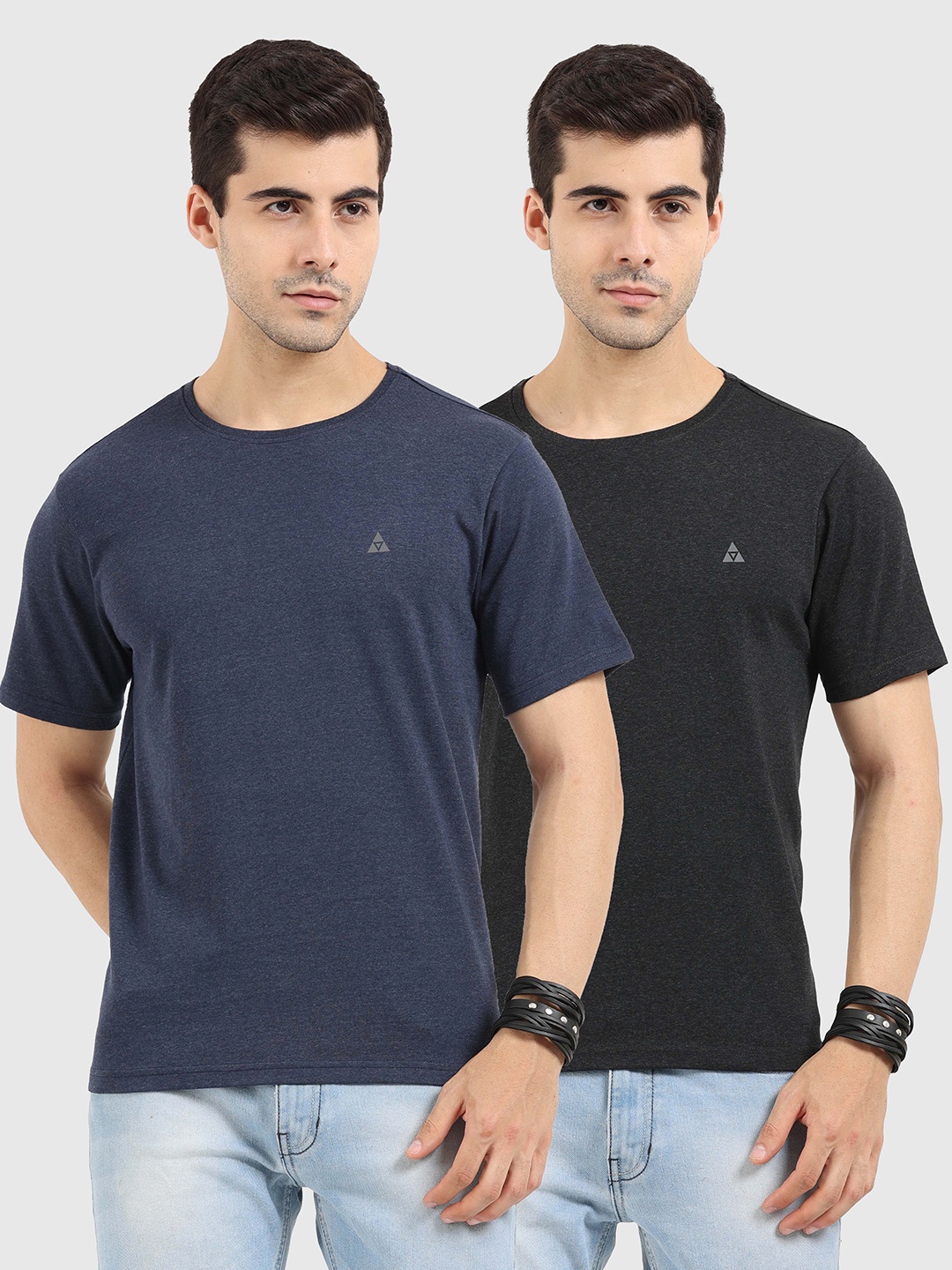 

ARDEUR Men Pack Of 2 Solid Round Neck T-shirt, Multi