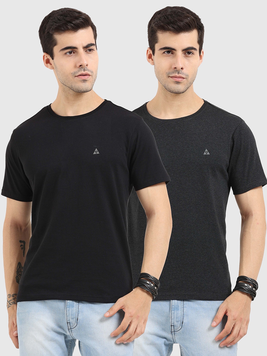 

ARDEUR Men Black & Charcoal 2 T-shirt