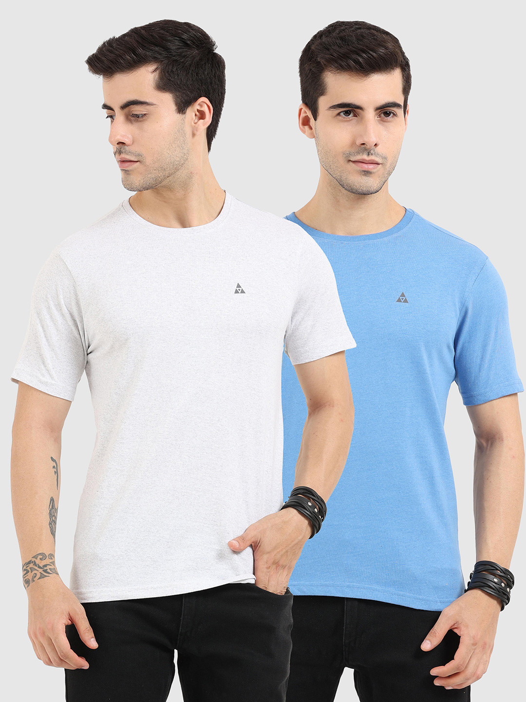 

ARDEUR Men Pack Of 2 Solid Round Neck T-shirt, Multi