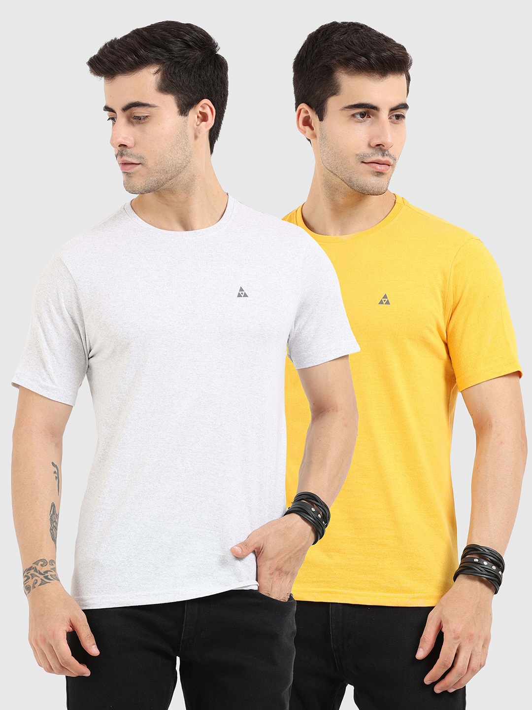 

ARDEUR Men Men Set Of 2 White & Yellow T-shirt, Multi