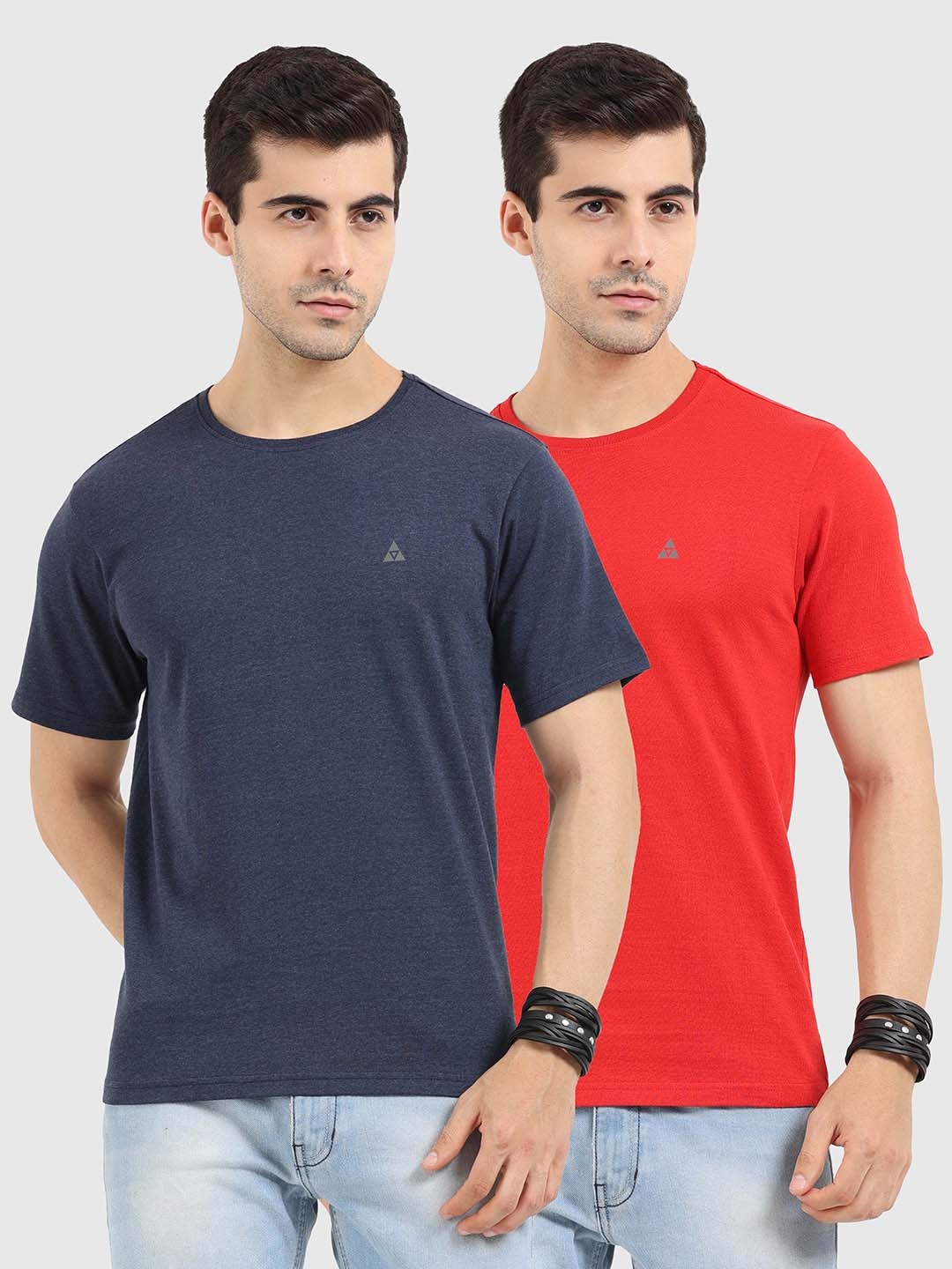 

ARDEUR Men Pack Of 2 Solid Round Neck T-shirt, Multi