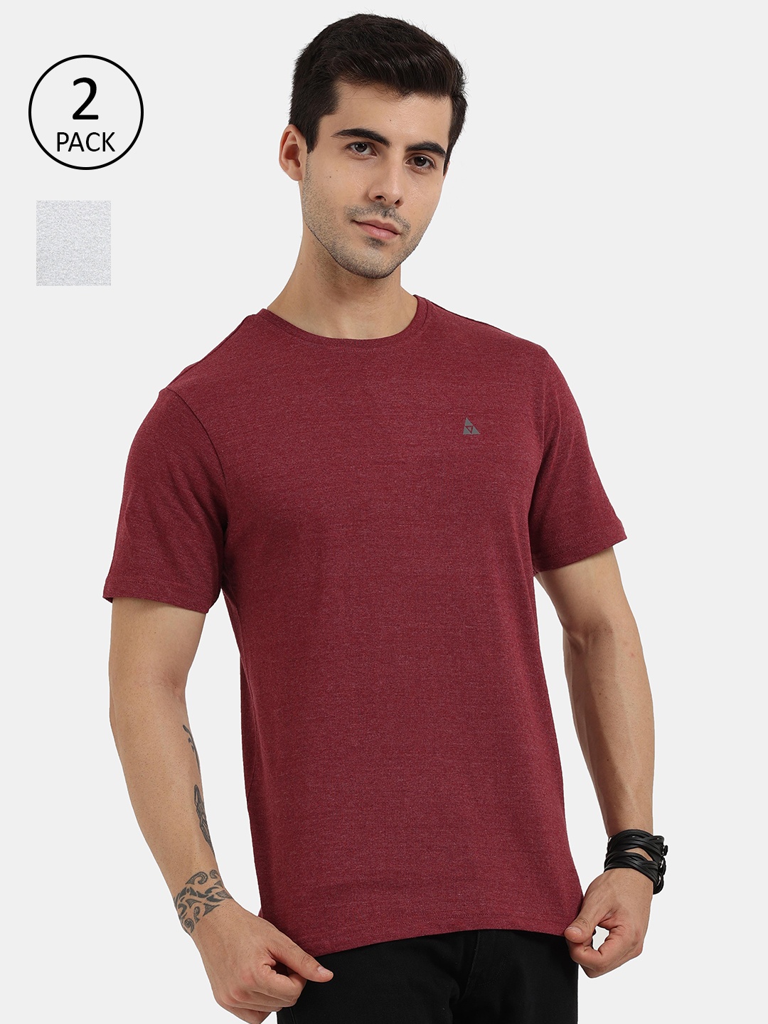 

ARDEUR Men Maroon & Grey 2 T-shirt