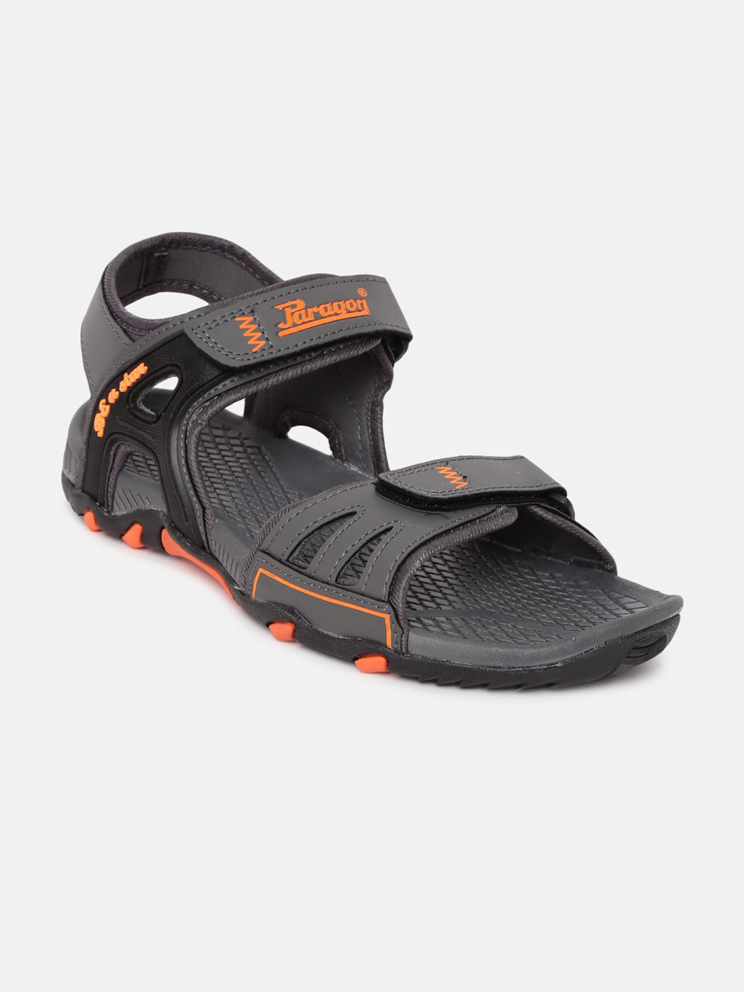 

Paragon Men Grey & Orange Sports Sandals