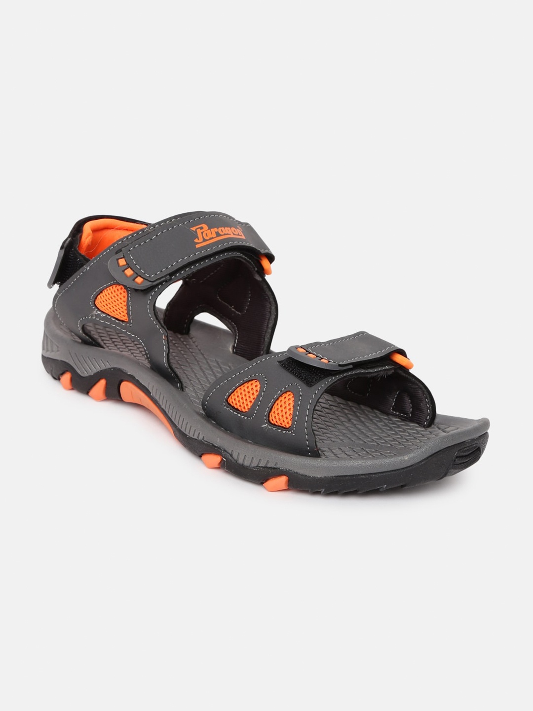 

Paragon Men Grey & Orange Sports Sandals