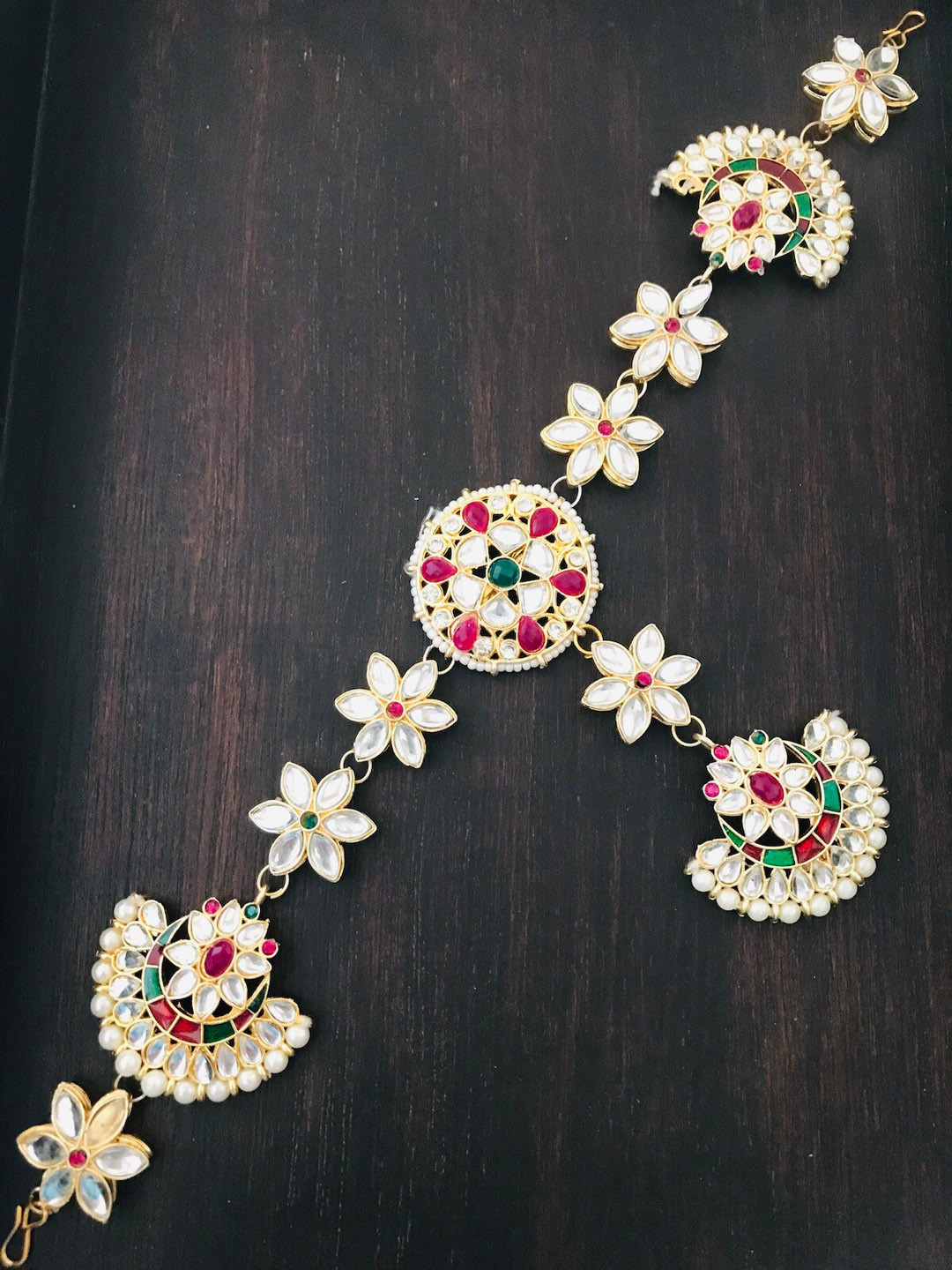 

The Opal Factory Gold-Plated Artificial Stone Studded Meenakari Matha Patti