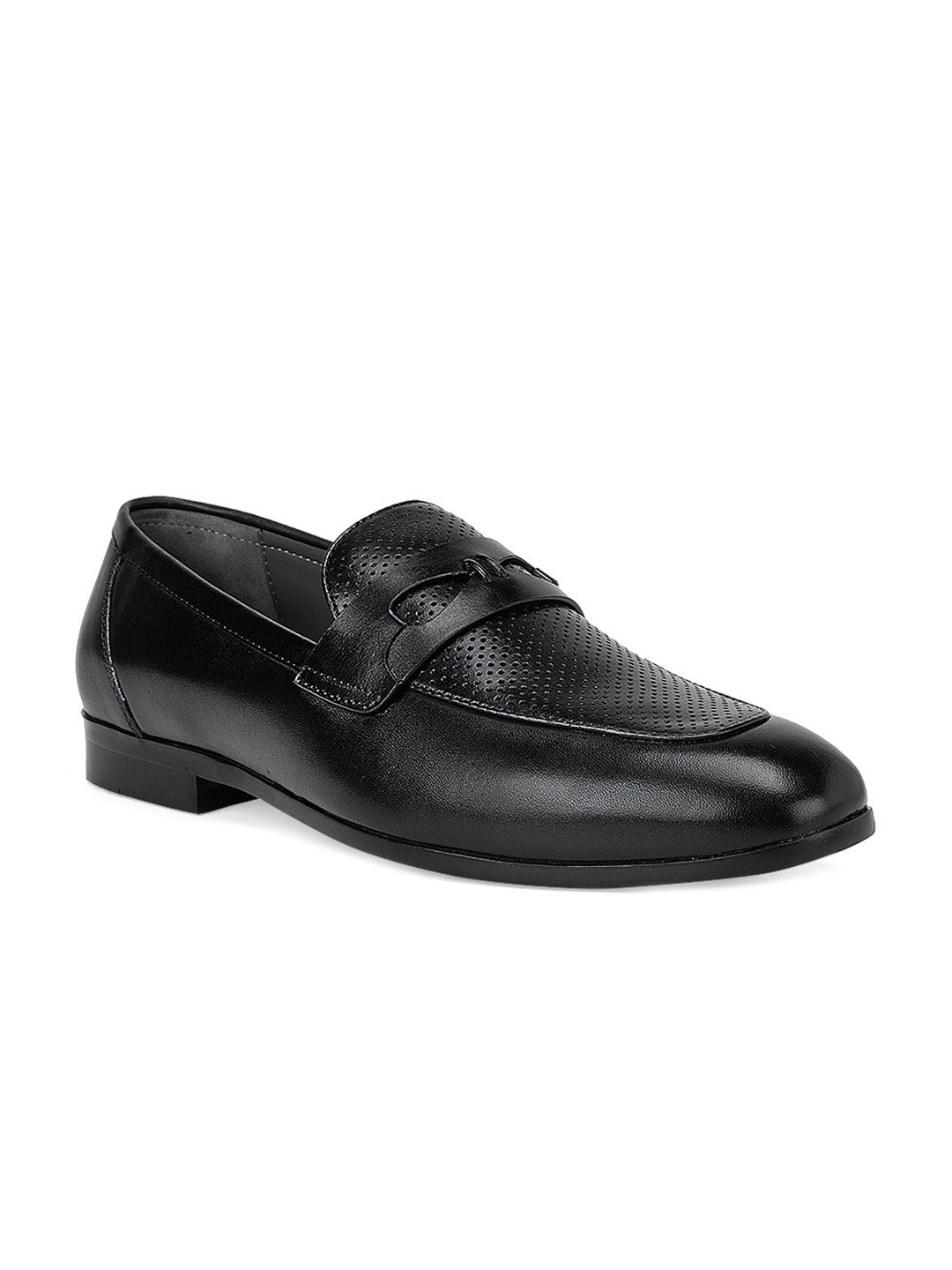 

ROSSO BRUNELLO Men Black Perforations Leather Slip-On Sneakers