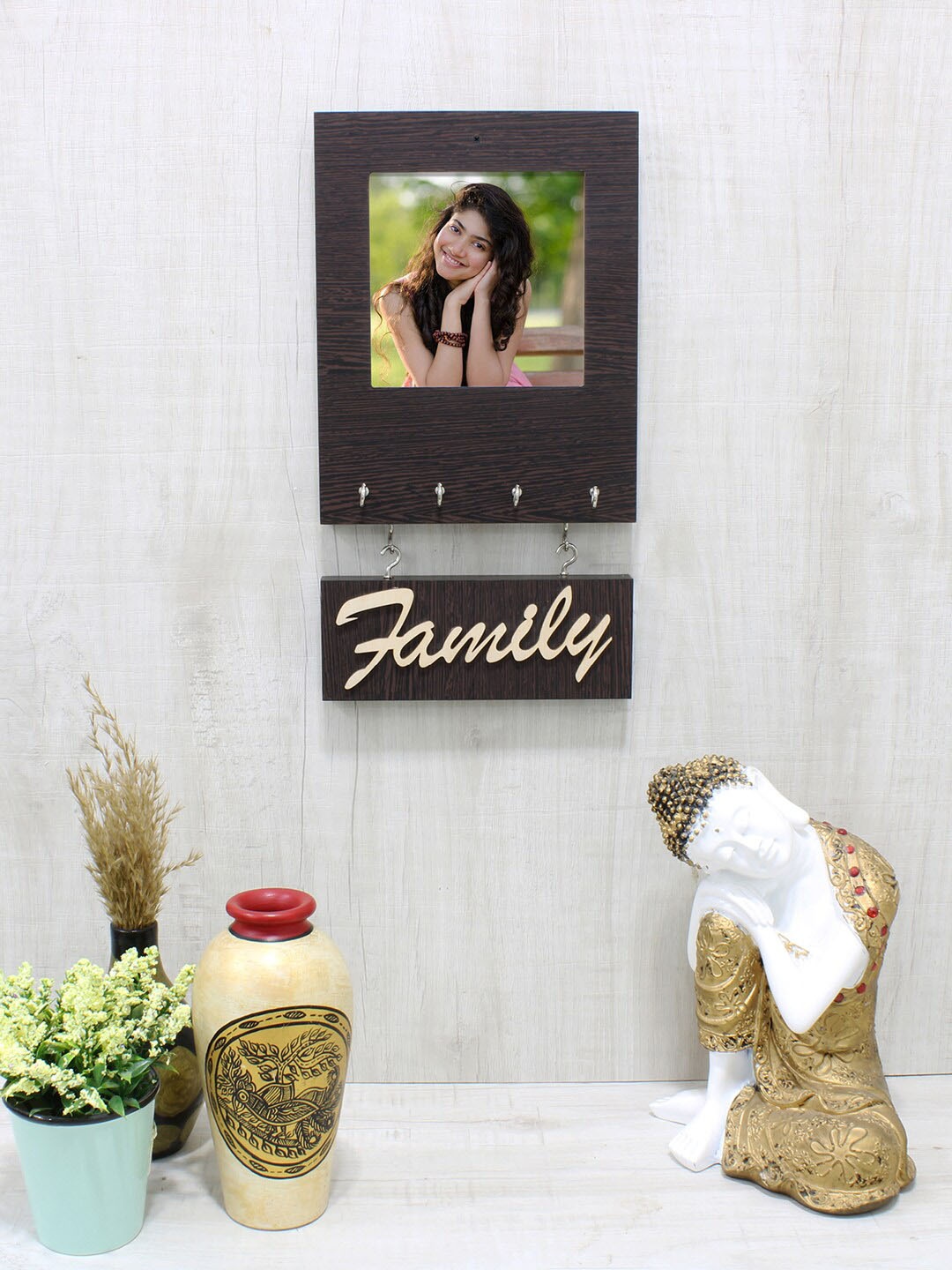

RANDOM Brown MDF Wall Shelf with Keyholders