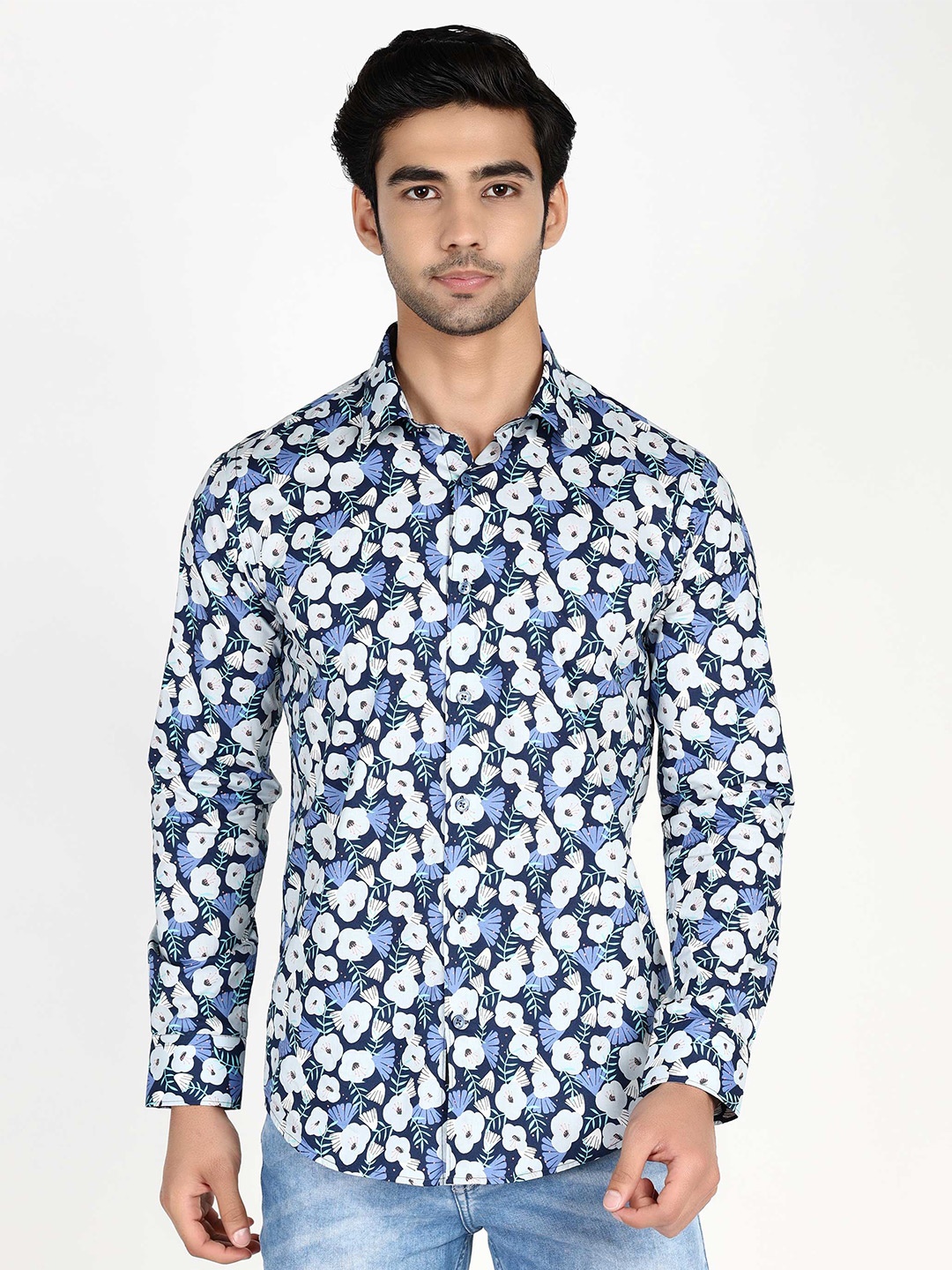 

Callino London Men Blue Slim Fit Floral Printed Casual Shirt