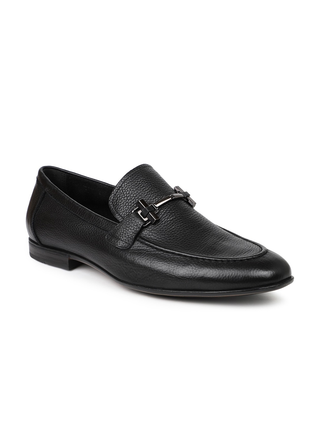 

ATESBER Men Black Solid Leather Formal Loafers